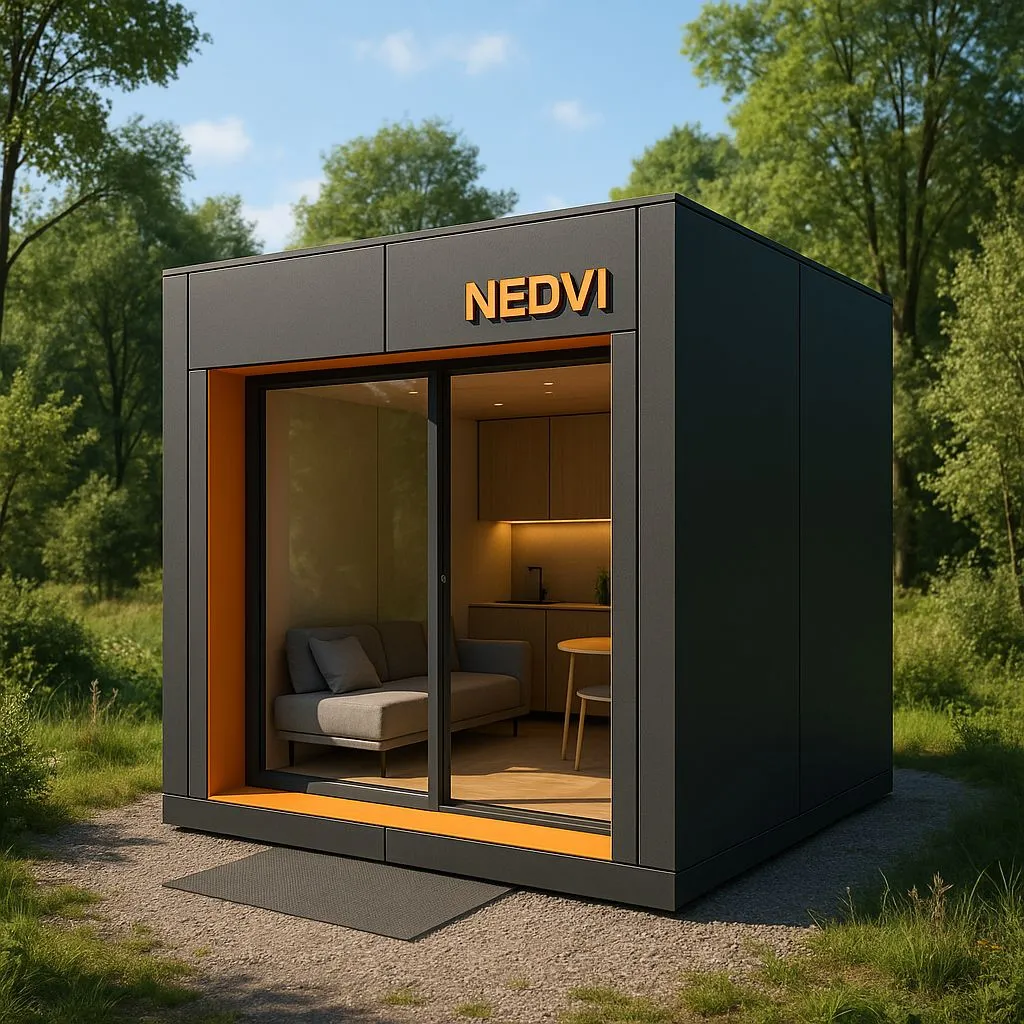 Cubo compacto com acento âmbar