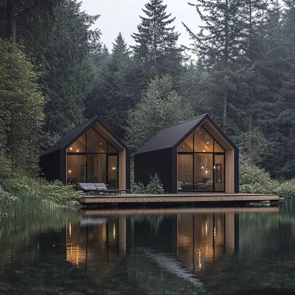 Duo de cabanas no lago